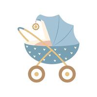 baby wandelwagen voor een pasgeboren baby. illustratie Aan wit achtergrond voor ontwerp van ansichtkaarten, affiches, stickers, stickers. vector