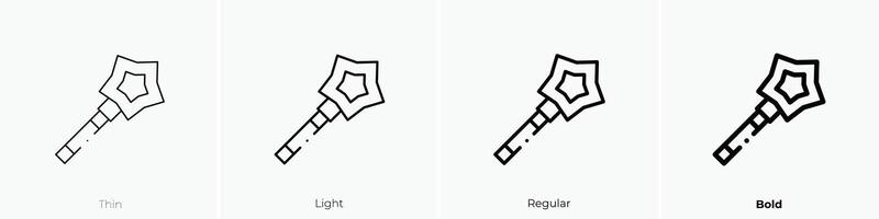 magie toverstaf icoon. dun, licht, regelmatig en stoutmoedig stijl ontwerp geïsoleerd Aan wit achtergrond vector