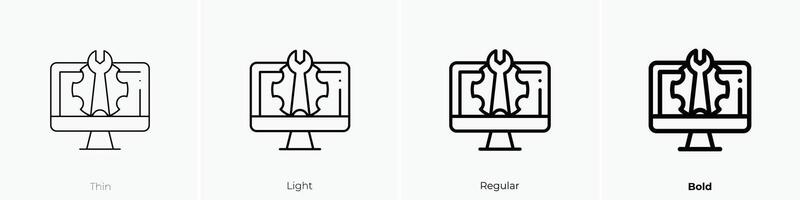 onderhoud icoon. dun, licht, regelmatig en stoutmoedig stijl ontwerp geïsoleerd Aan wit achtergrond vector