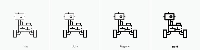 Mars rover icoon. dun, licht, regelmatig en stoutmoedig stijl ontwerp geïsoleerd Aan wit achtergrond vector