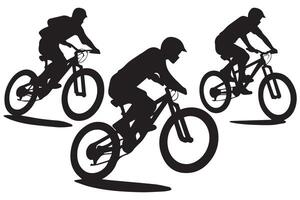 fietser silhouetten wit achtergrond vector