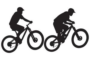 silhouet fietsers fiets jumping ruiters Aan wit achtergrond vector