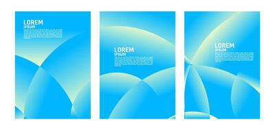 drie banners met blauw en geel vormen vector