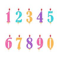 taart kaarsen met getallen voor leeftijd. viering ontwerp elementen vector