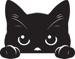 zwart kat gluren in de omgeving van hoek , zwart kleur silhouet vector