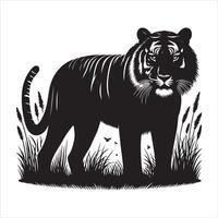 wild dieren silhouet tijger vector