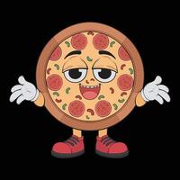 tekenfilm pizza karakter. gelukkig pizzeria mascotte karakter. kleur bladzijde. vector