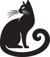 zwart silhouet van kat ,zwart kleur silhouet vector