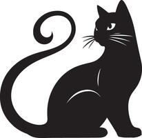 zwart silhouet van kat ,zwart kleur silhouet vector