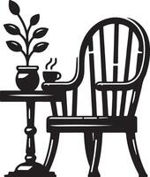 mooi hoor houten stoel, zwart kleur silhouet vector