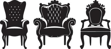 zwart silhouetten van verschillend stoel, zwart kleur silhouet vector