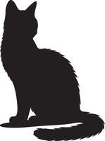 zittend kat silhouet, zwart kleur silhouet vector