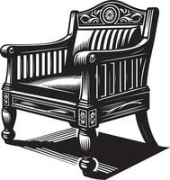 mooi hoor houten stoel, zwart kleur silhouet vector