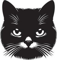 kat gezicht, silhouetten , zwart kleur silhouet vector