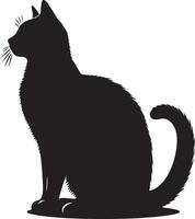 zittend kat silhouet, zwart kleur silhouet vector