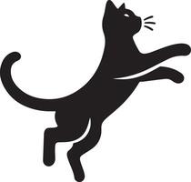 kat jumping ,zwart kleur silhouet vector