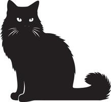 zittend kat silhouet, zwart kleur silhouet vector