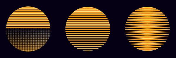 retro zon wijnoogst logo. cirkel zonsopkomst zonsondergang embleem. vector