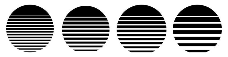 wijnoogst zon cirkel embleem. zonsondergang zonsopkomst logo ontwerp. vector