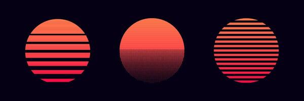 wijnoogst retro zon cirkel . zonsondergang zonsopkomst logo ontwerp. vector