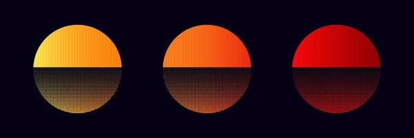 oud zon retro cirkel. logo zonsopkomst zonsondergang ontwerp. vector