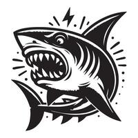 haai silhouet zwart en wit van een logo vector