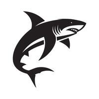 een zwart en wit illustratie haai logo ontwerp vector