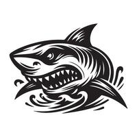 logo van een zwart en wit haai vector