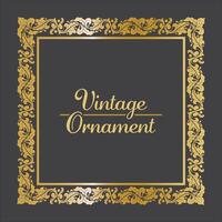gouden wijnoogst kader ornament in plein maat. gouden grens ornament. geschikt voor bruiloft uitnodiging kaart, luxe naam label en label. vector