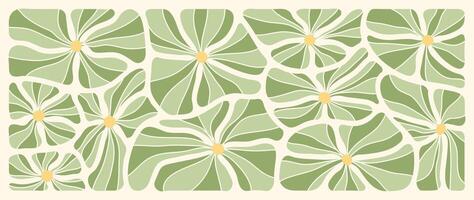 abstract botanisch kunst achtergrond . natuurlijk hand- getrokken patroon ontwerp met groen kleur bloemen. gemakkelijk hedendaags stijl geïllustreerd ontwerp voor kleding stof, afdrukken, omslag, banier, behang. vector