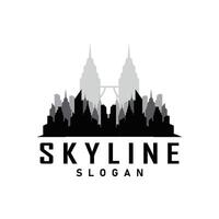 wolkenkrabber zwart silhouet ontwerp mooi stad horizon logo met hoog gebouw stad illustratie voor sjabloon en branding vector