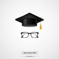 diploma uitreiking pet en bril 3d illustratie vector