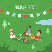 zomer picknick met vrienden illustratie vector