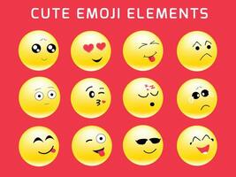 schattig emoji elementen vector