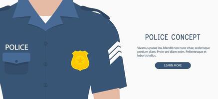 Politie uniform concept banier detailopname vector
