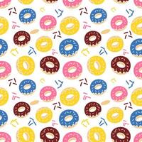 schattig donut kleurrijk naadloos patroon achtergrond. geschikt voor behang achtergrond, geschenk omhulsel papier, beddengoed, kleding stof, textiel. vector