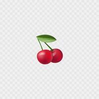 kersen emoji icoon. 3d geïsoleerd realistisch kersen. zomer fruit. vector