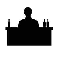 vol silhouet van Mens Bij bar met alcohol flessen vector