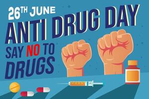 anti drug dag achtergrond illustratie ontwerp in vlak stijl vector