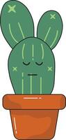 kawaii tekenfilm ingemaakt cactus in schattig gezicht. illustratie ontwerp. vector