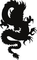 Chinese draak silhouet, Chinese dierenriem. geïsoleerd zwart silhouet Aan wit achtergrond. vector