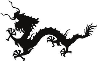 Chinese draak silhouet, Chinese dierenriem. geïsoleerd zwart silhouet Aan wit achtergrond. vector