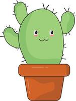 kawaii tekenfilm ingemaakt cactus in schattig gezicht. illustratie ontwerp. vector