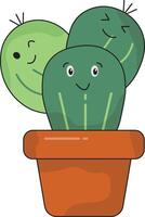 kawaii tekenfilm ingemaakt cactus in schattig gezicht. illustratie ontwerp. vector