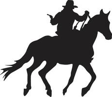 cowboy silhouet met paard en lasso. illustratie ontwerp. vector