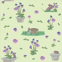 viooltje bloemen en muis patroon vector