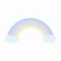 regenboog met wolken blauw, roze, groente, geel vector