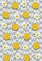 emoji en bloemen patroon achtergrond vector