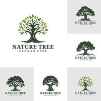 reeks van boom logo ontwerp . natuur bomen illustratie. eik boom logo concept vector