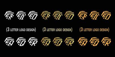 creatief 3 brief logo ontwerp,ffm,ffn,ffo,ffp,ffq,ffr, vector